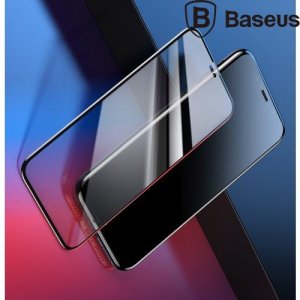 Baseus защитное стекло 3D для iphone XR на весь экран с закругленными силиконовыми краями - Черный
