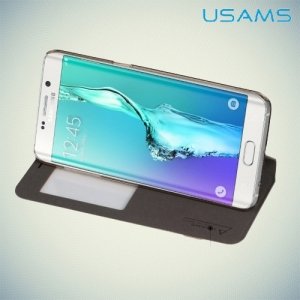 Чехол USAMS Muge S View Cover с умным окном для Samsung Galaxy Edge Plus черный