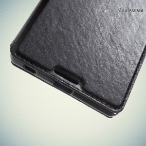 Чехол книжка для Sony Xperia Z5 из экокожи RoarKorea - черный