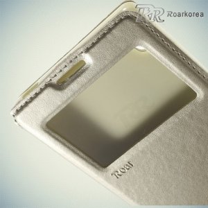 Чехол книжка для Sony Xperia Z5 из экокожи RoarKorea - Золотой
