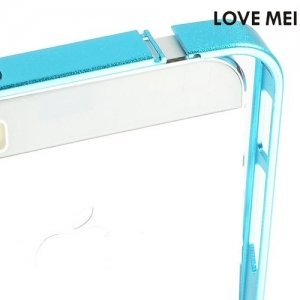 Алюминиевый металлический бампер для iPhone SE LoveMei - Голубой