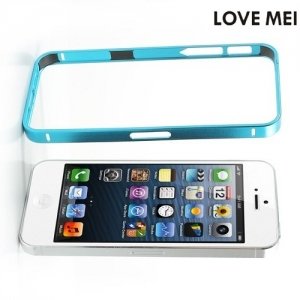 Алюминиевый металлический бампер для iPhone SE LoveMei - Голубой