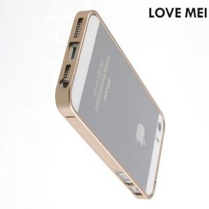 Алюминиевый металлический бампер для iPhone SE LoveMei - Золотой