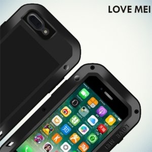 Металлический противоударный чехол LOVE MEI со стеклом Gorilla Glass для iPhone 8 Plus / 7 Plus