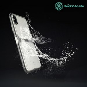 Nillkin Crystal прозрачный силиконовый чехол с жестким пластиковым бампером для iPhone Xs / X - Серый