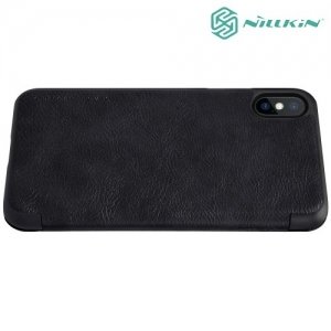 Nillkin Qin Series кожаный чехол книжка для iPhone Xs / X - Черный 