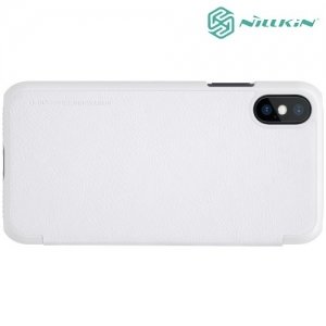 Nillkin Qin Series кожаный чехол книжка для iPhone Xs / X - Белый 