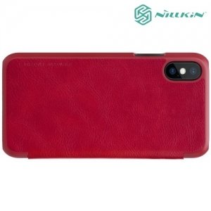 Nillkin Qin Series кожаный чехол книжка для iPhone Xs / X - Красный 