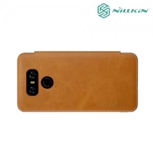 Nillkin Qin Series кожаный чехол книжка для LG G6 H870DS - Коричневый 