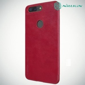 Nillkin Qin Series кожаный чехол книжка для OnePlus 5T - Красный 