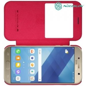 Nillkin Qin Series кожаный чехол книжка для Samsung Galaxy A7 2017 SM-A720F - Красный 