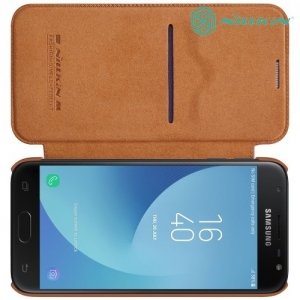 Nillkin Qin Series кожаный чехол книжка для Samsung Galaxy J3 2017 SM-J330F - Коричневый 