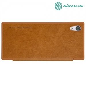Nillkin Qin Series кожаный чехол книжка для Sony Xperia XA1 - Коричневый 