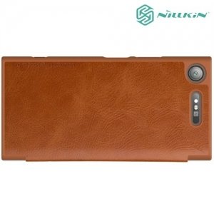 Nillkin Qin Series кожаный чехол книжка для Sony Xperia XZ1 - Коричневый 
