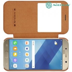 Nillkin Qin Series кожаный чехол книжка для Samsung Galaxy A7 2017 SM-A720F - Коричневый 