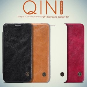 Nillkin Qin Series кожаный чехол книжка для Samsung Galaxy S7 - Красный 