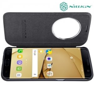 Nillkin Qin Series кожаный чехол книжка для Samsung Galaxy S7 Edge - Черный 