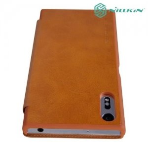 Nillkin Qin Series кожаный чехол книжка для Sony Xperia XZ - Коричневый 