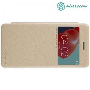 Nillkin ультра тонкий чехол книжка для Nokia 6 - Sparkle Case Золотой 