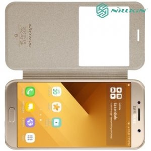 Nillkin ультра тонкий чехол книжка для Samsung Galaxy A3 2017 SM-A320F - Sparkle Case Золотой 