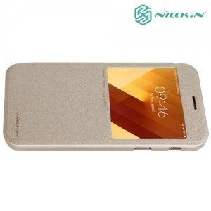Nillkin ультра тонкий чехол книжка для Samsung Galaxy A7 2017 SM-A720F - Sparkle Case Золотой 