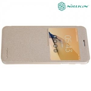 Nillkin ультра тонкий чехол книжка для Samsung Galaxy J5 Prime - Sparkle Case Золотой 