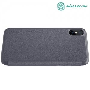Nillkin ультра тонкий чехол книжка для iPhone Xs / X - Sparkle Case Серый 