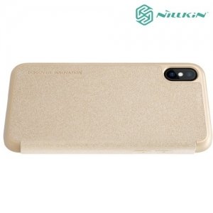 Nillkin ультра тонкий чехол книжка для iPhone Xs / X - Sparkle Case Золотой 