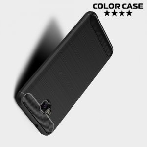Жесткий силиконовый чехол для Asus Zenfone 4 Selfie ZD553KL / Live ZB553KL с карбоновыми вставками - Черный