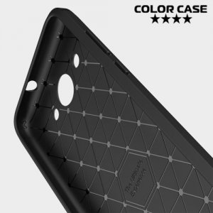 Жесткий силиконовый чехол для Huawei Y3 (2017) с карбоновыми вставками - Черный