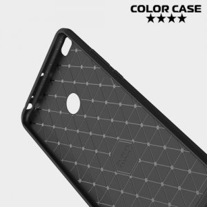 Жесткий силиконовый чехол для Xiaomi Mi Max 2 с карбоновыми вставками - Черный