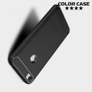 Жесткий силиконовый чехол для Xiaomi Redmi Note 5A с карбоновыми вставками - Черный