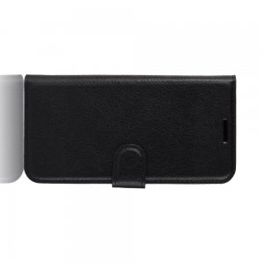 Чехол книжка кошелек с отделениями для карт и подставкой для Motorola Moto G8 Plus - Черный