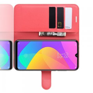 Чехол книжка кошелек с отделениями для карт и подставкой для Xiaomi Mi A3 - Красный