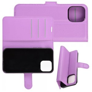 Чехол книжка для iPhone 12 Pro Max отделения для карт и подставка Фиолетовый