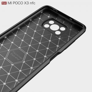 Carbon Силиконовый матовый чехол для Xiaomi Poco X3 NFC - Черный цвет