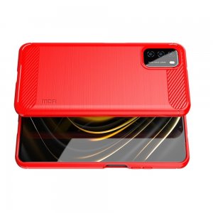 Carbon Силиконовый матовый чехол для Xiaomi Poco M3 - Красный