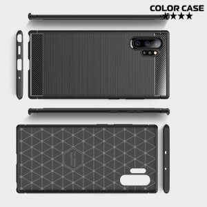 Carbon Силиконовый матовый чехол для Samsung Galaxy Note 10+ - Черный цвет