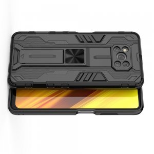 Hybrid Armor Ударопрочный чехол для Xiaomi Poco X3 NFC с подставкой - Черный