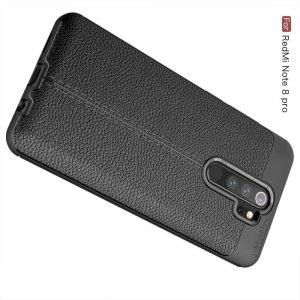 Leather Litchi силиконовый чехол накладка для Xiaomi Redmi Note 8 Pro - Черный