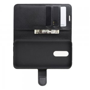 Чехол книжка кошелек с отделениями для карт и подставкой для Xiaomi Redmi 8 - Черный