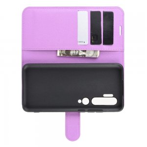 Чехол книжка кошелек с отделениями для карт и подставкой для Xiaomi Mi Note 10 - Фиолетовый