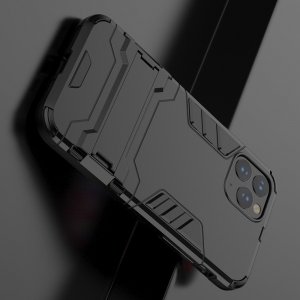 Hybrid Armor Противоударный защитный двухслойный чехол с подставкой держателем для iPhone 11 Pro Max Черный