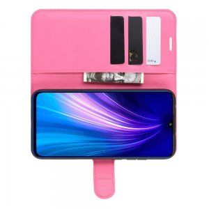Чехол книжка кошелек с отделениями для карт и подставкой для Xiaomi Redmi Note 8T - Светло-Розовый
