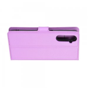 Чехол книжка для Realme 6 Pro отделения для карт и подставка Фиолетовый цвет