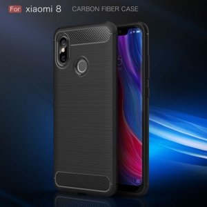 Carbon Силиконовый матовый чехол для Xiaomi Mi 8 - Черный