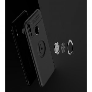 ArmaRing Двухкомпонентный чехол для Huawei Honor 9X Lite с кольцом для магнитного автомобильного держателя - Черный