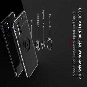 ArmaRing Двухкомпонентный чехол для OnePlus 9R с кольцом для магнитного автомобильного держателя - Черный