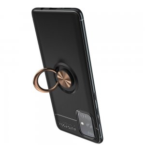 ArmaRing Двухкомпонентный чехол для Samsung Galaxy A71 с кольцом для магнитного автомобильного держателя - Розовое Золото / Черный