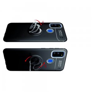 ArmaRing Двухкомпонентный чехол для Samsung Galaxy M30s с кольцом для магнитного автомобильного держателя - Черный